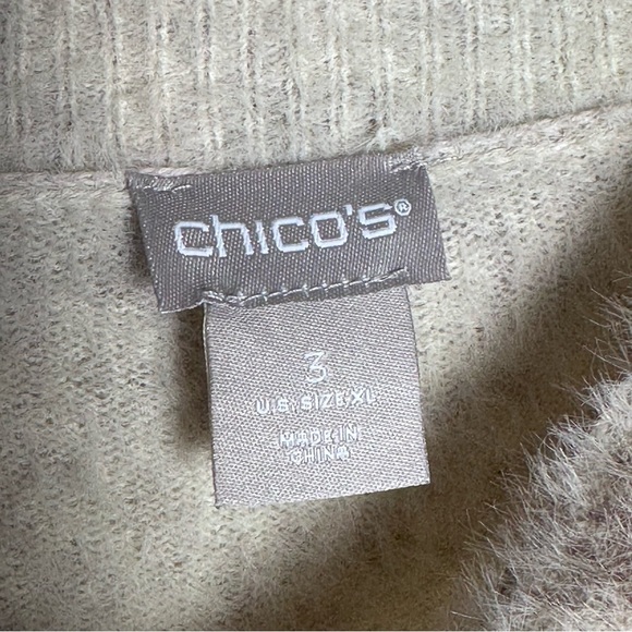 Chico's Beige Animal Print Sweater size 3 XL Eyelash Super Soft - Picture 2 of 7